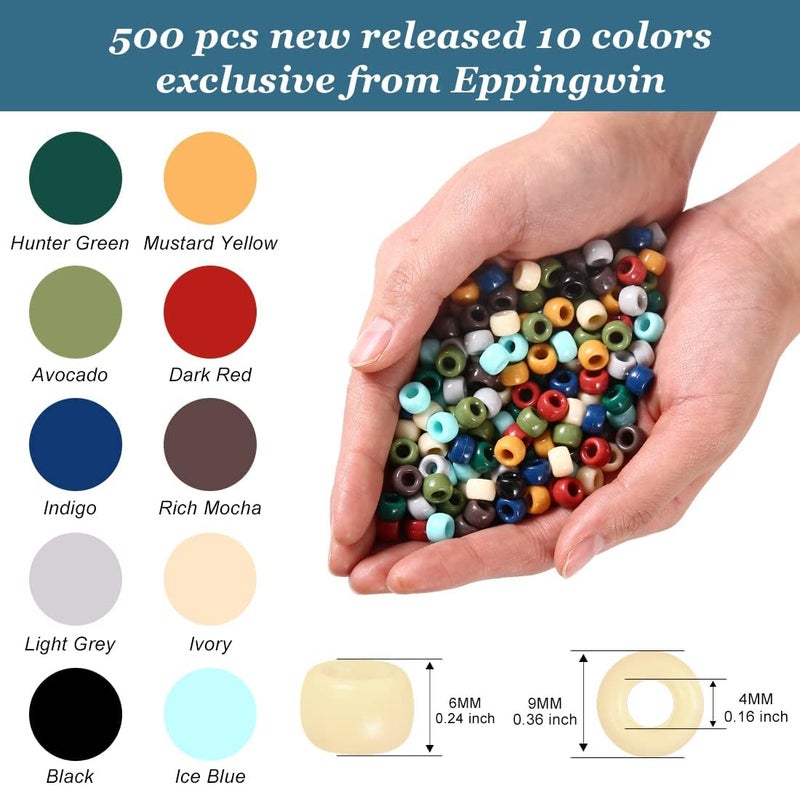 Eppingwin Pony Multi-Colored Bracelet Beads for Hair Braids & Crafts - Plastic Earth Tone Hair Beads (Small Pack) - Image 2